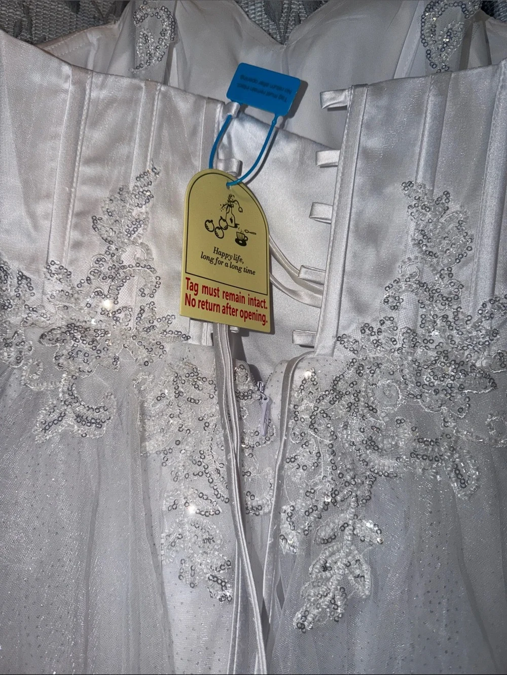 White Beaded Tulle Party Dress for Teens. Size 8